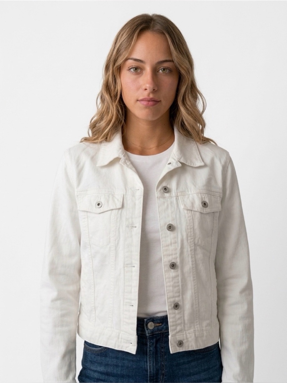 J.Jill, White, Denim, Jean Jacket